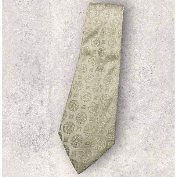 DONALD J. TRUMP Silk Tie Beige Geometric W:4" EUC - Picture 1 of 5